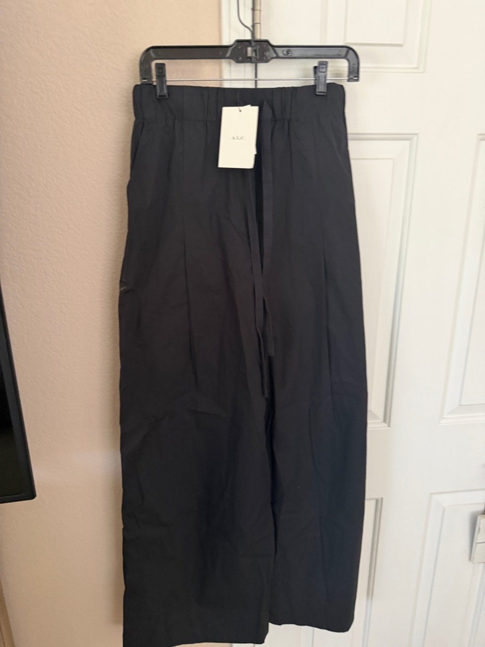 A.L.C. Black Wide-Leg Drawstring Chinos